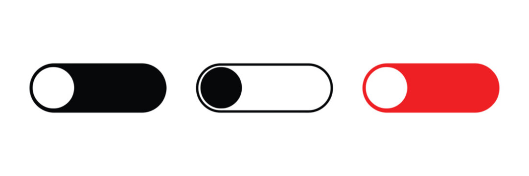 Set of UI Toggle Switch Buttons in Black and Red