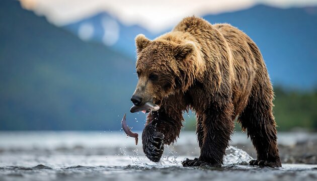 Bear catching fish.