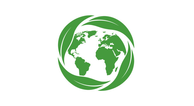 Green Earth Globe Icon Symbol.