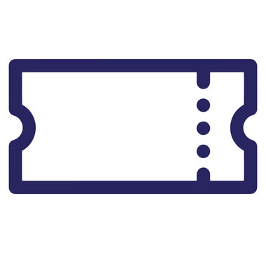 blue ticket icon with perforation  simple outline design