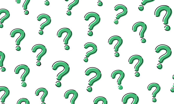 Seamless Pattern of Green Question Marks on White Background