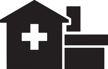 Obraz premium Hospital Building Icon Vector, Medical Clinic Exterior Illustration, Healthcare Facility Symbol