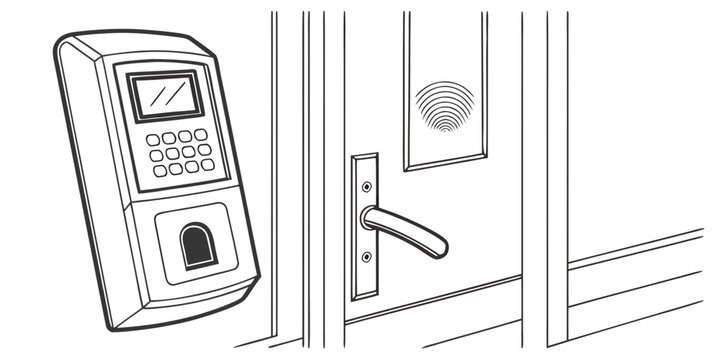 Biometric fingerprint scanner and rfid reader for door security with biometric fingerprint security technology authentication electronic identification interface verification protection