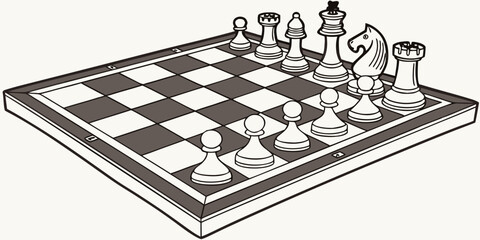 Chessboard set up for a game with white pieces chessboard strategy competition checkmate challenge intellect planning recreation tabletop tournament thinking decision analysis gameplay © AF