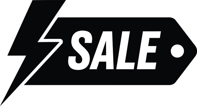 sale lightning tag badge label discount price offer sticker flash sale marketing vector modern flat style icon