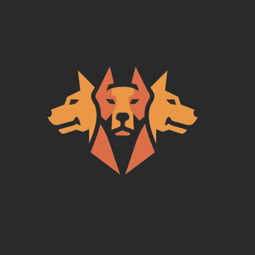Minimalist Three-Headed Cerberus Dog Logo