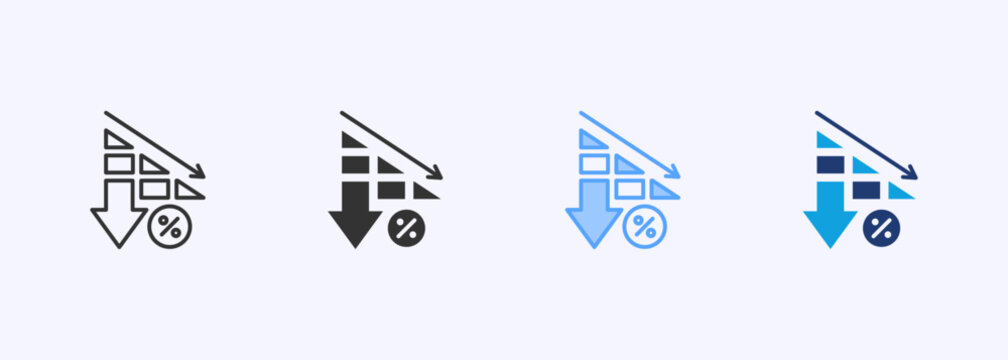 Reduction Icon Set Color Multiple Style Collection Illustration