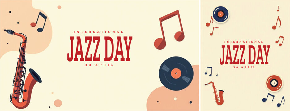 Elegant international jazz background, international jazz day background for social media, website template
