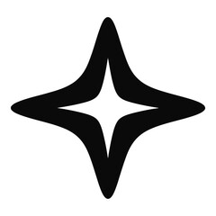 Black Four Pointed Star Shape Minimalist Geometric Icon Design Isolated on Dark Background File © JAWADUL