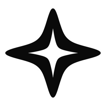 Black Four Pointed Star Shape Minimalist Geometric Icon Design Isolated on Dark Background File