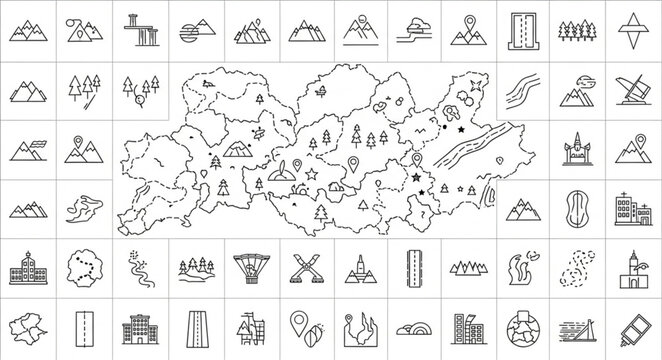 Collection of Ancient Egyptian Hieroglyphs and Symbols.