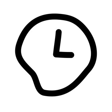 Hand Drawn Melting Clock Icon for Time Management Concept