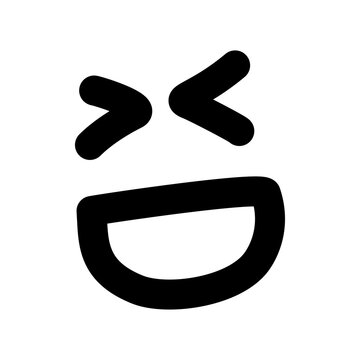 XD Emoticon Laughing Face Hand-Drawn Marker Style Graphic Element
