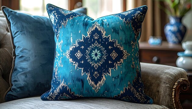 Blue Pattern Cushion.