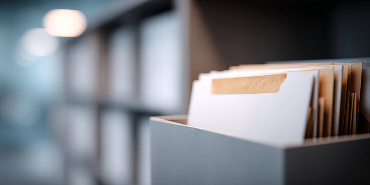 Organized file folders in box