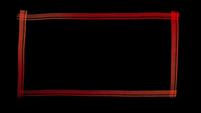 Hand drawn red grunge scribble frame animation with transparent background