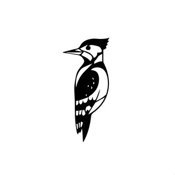 Geometric Woodpecker Bird Icon Silhouette, Vector Art