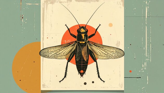 Striking Wasp Illustration with Retro Aesthetic and Bold Composition.