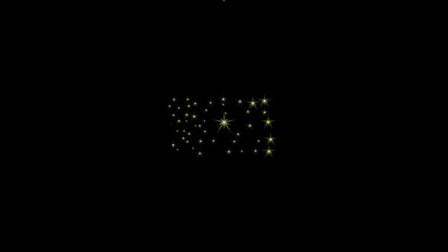 High-quality Twinkling star in black screen animation with sparkling particle lights floating on a black night sky. shiny glowing stars Captured in stunning 4K for meditative, celestial