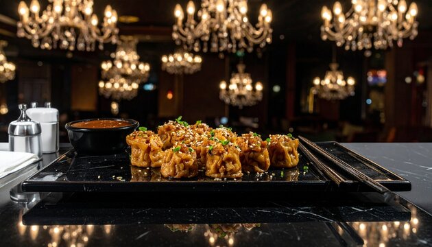 Chinese dumpling platter appetizer premium restaurant style