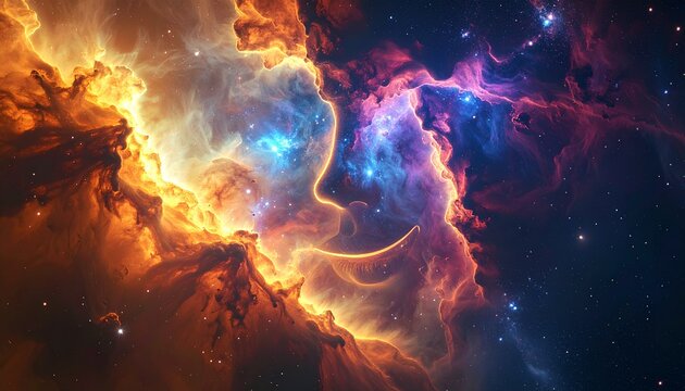 Cosmic Nebula Face - A Stunning Display of Celestial Beauty and Wonder.