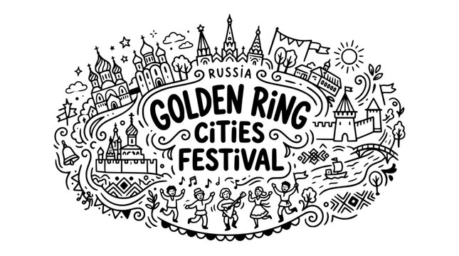 Golden Ring Cities Festival Russia Doodle Art