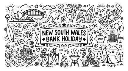 Fototapeta premium New South Wales Bank Holiday Doodle Art
