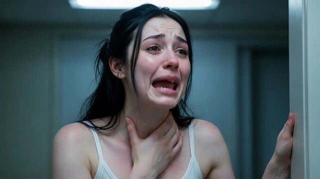 A young woman facing emotional outburst trauma upon rejection or refusal seeking mental health support and healing care