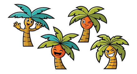 Cartoon palm trees collection on white background © upeh