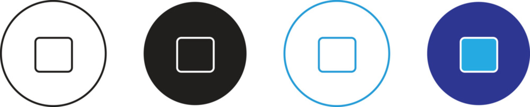 Stop Button Outline Icon &ndash; Media Control Line Vector