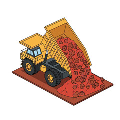 Large Yellow Mining Dump Truck Unloading. © Cul