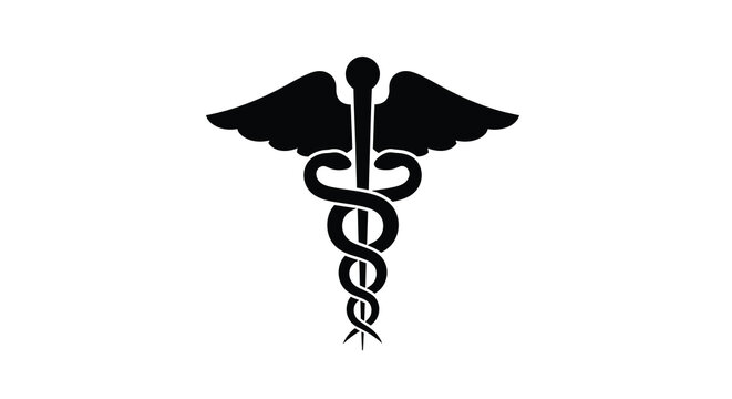 medical caduceus symbol silhouette high quality professional detailed
