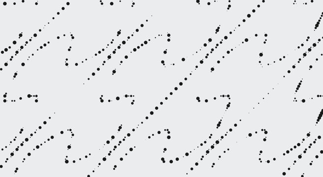 Minimalist dotted diagonal lines pattern. black dots, wavy dashed paths, scattered particles. for abstract backgrounds, minimalist textile prints, modern wallpapers. seamless stock vector.