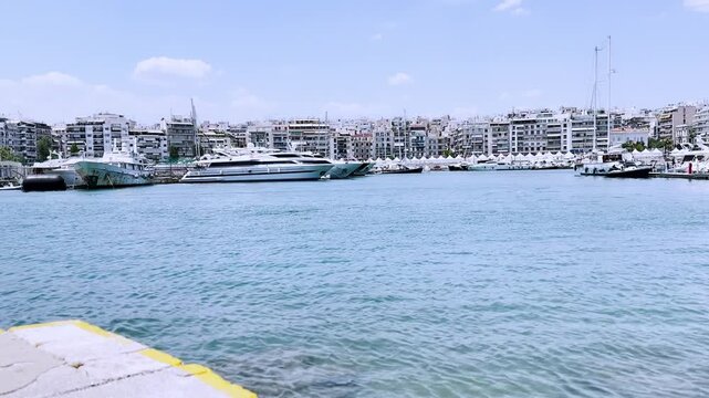 Scenic marina of zea in piraeus with luxury yachts