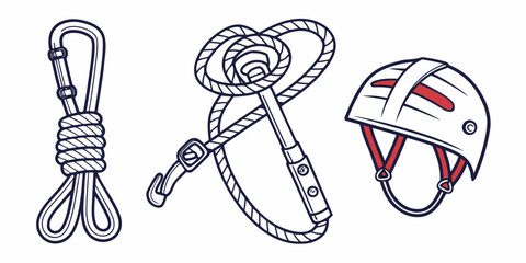 Climbing gear for rock climbing and mountaineering rope helmet carabiner © Abu