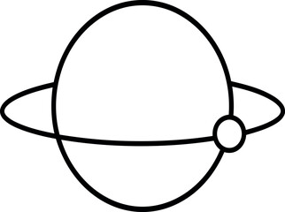 Simple saturn planet line art icon with moon © Akunji Turza