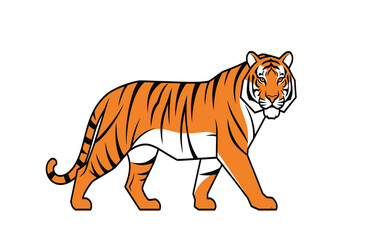 Obraz premium Tiger illustration side view orange and white graphic
