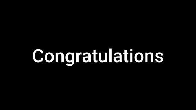 Congratulations message on black background