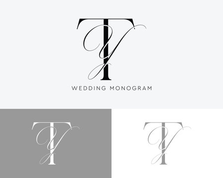 elegant wedding monogram logo luxury branding template with ty initials