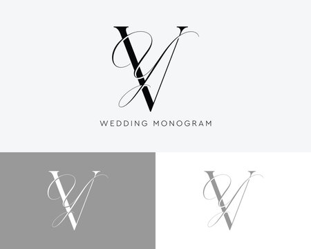 elegant wedding monogram logo luxury branding template with vy initials