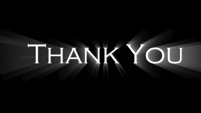thank you message on black background with white text
