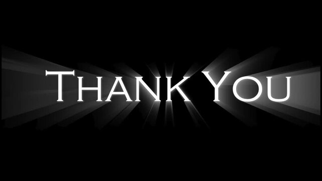 Thank you message on black background with glowing text