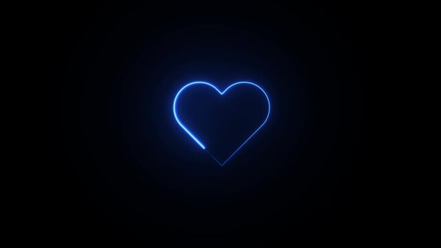 blue color neon effect going heart line animation