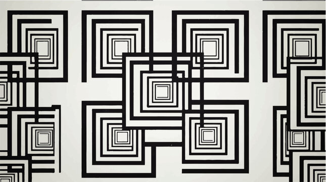 Abstract geometric pattern of nested squares with overlapping black lines on a light background, creating a mesmerizing optical illusion