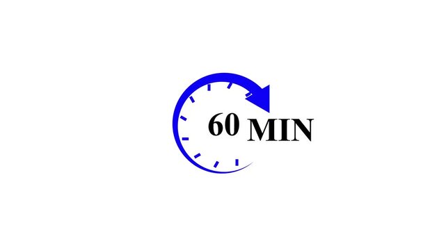 60 minute timer clock icon with circular arrow countdown symbol time management deadline concept