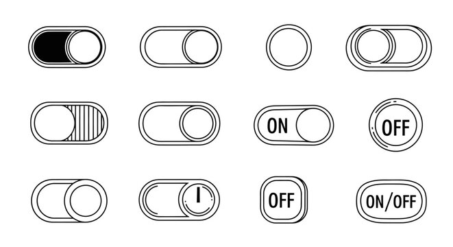 Toggle switches icons set graphic elements