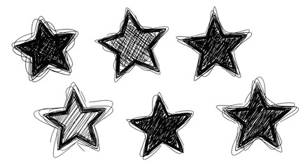 Sketched star illustrations against white background © Wilujeng Graphic