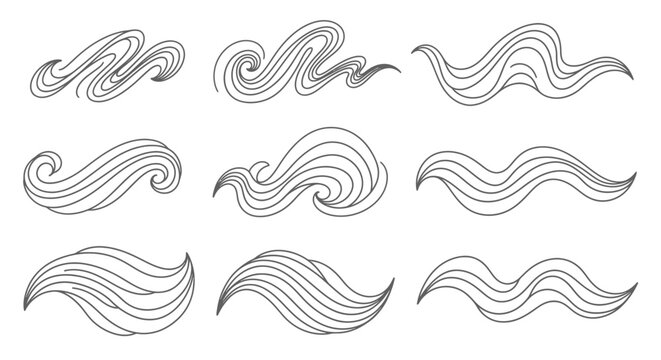 Abstract swirls and waves vector set