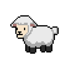 Obraz premium Vector Illustration of White Sheep with Pixel Art Design
