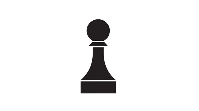 Pawn chess piece icon with black silhouette and simple design featuring game, board, strategy with checkmate and player elements for move, token